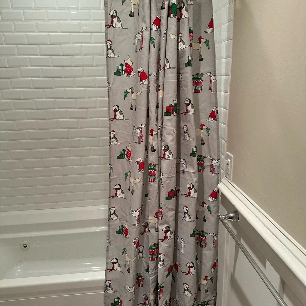 Festive Dog Pattern Shower Curtain